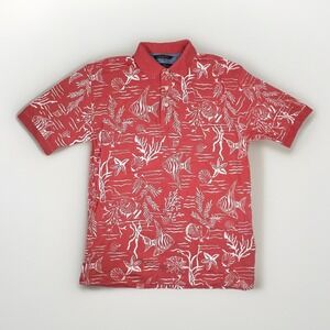 VTG TOMMY HILFIGER  Polo‎ Golf  shirt all over print fish shell SIZE LARGE